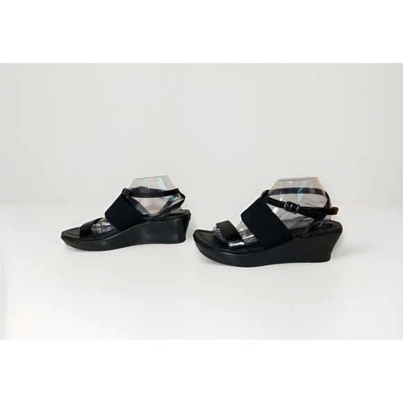 DANSKO Addison Wedge Strappy Black Patent Leather Sandals Women US 10.5-11 EU 41 - Picture 2 of 14